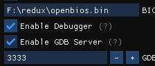enable debugger/gdb