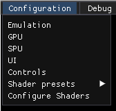 configuration menu